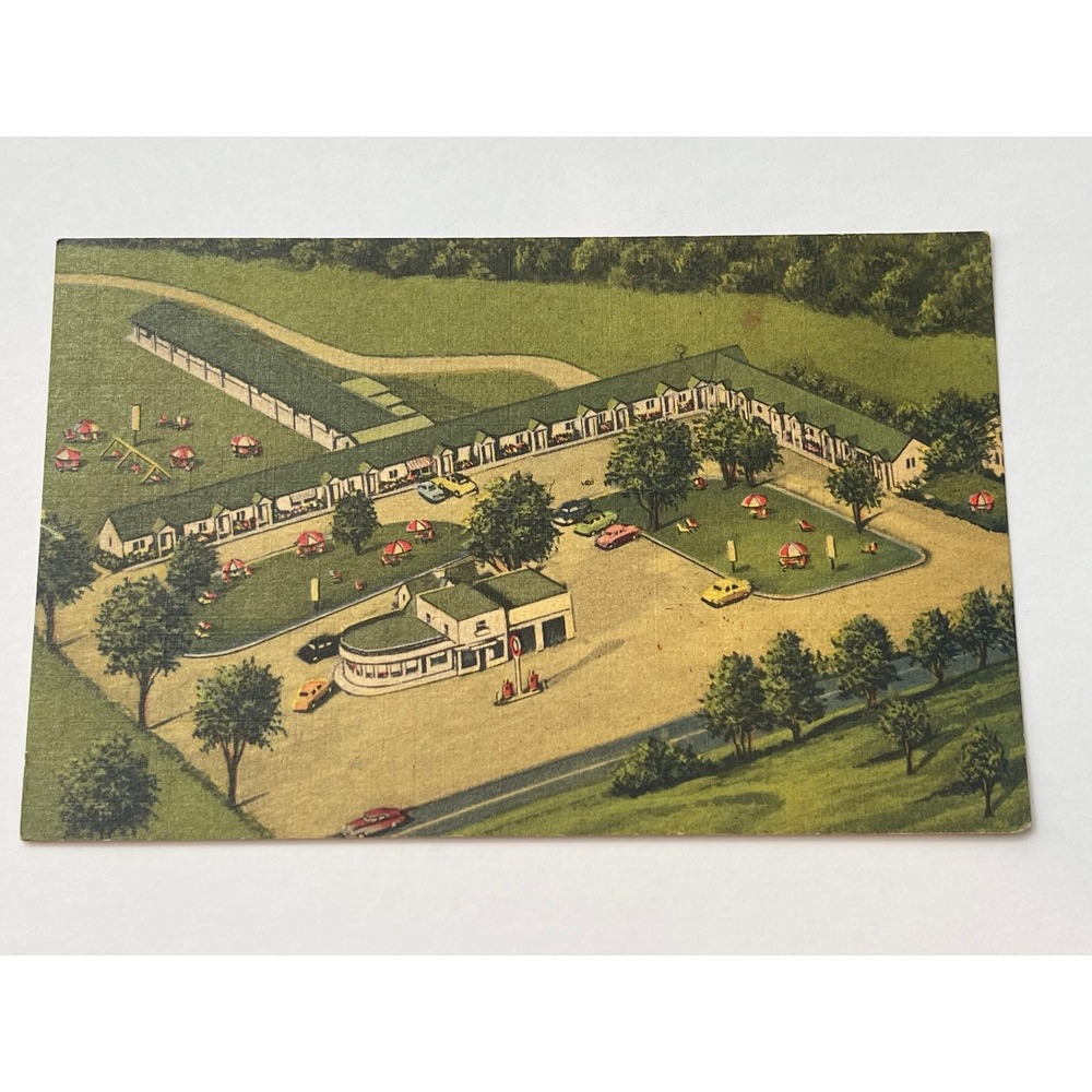 Carmi Motel Illinois Vintage Postcard Aerial View AAA 30 Units Coffee Shop 00808
